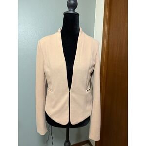 IRIS Los Angeles Textured Knit Collarless Blazer Jacket Nude color Size L